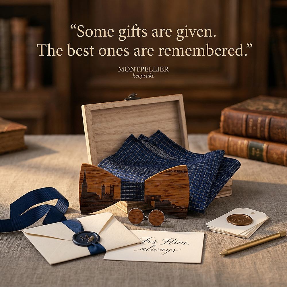 T257 T257  City Skyline Engraving Bow Tie Set, Zebrawood — view 6