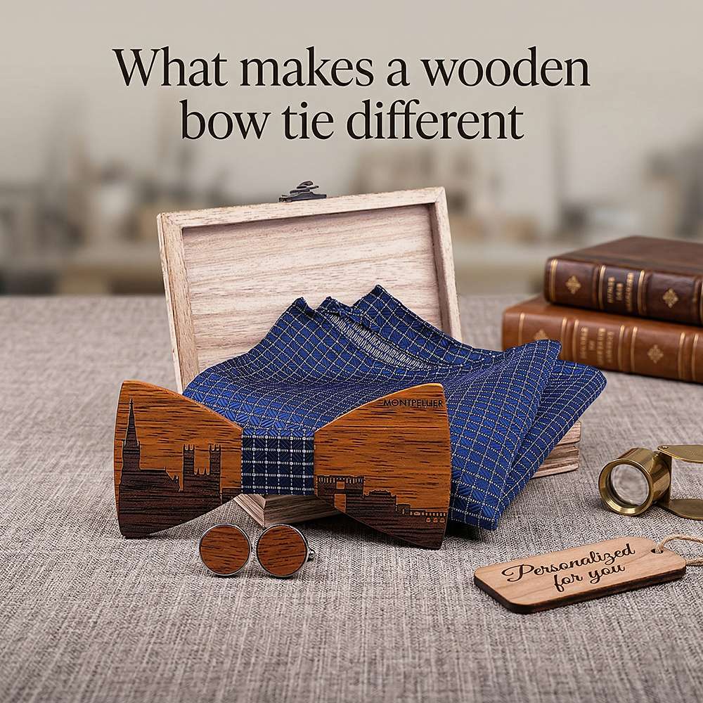 T257 T257  City Skyline Engraving Bow Tie Set, Zebrawood — view 7
