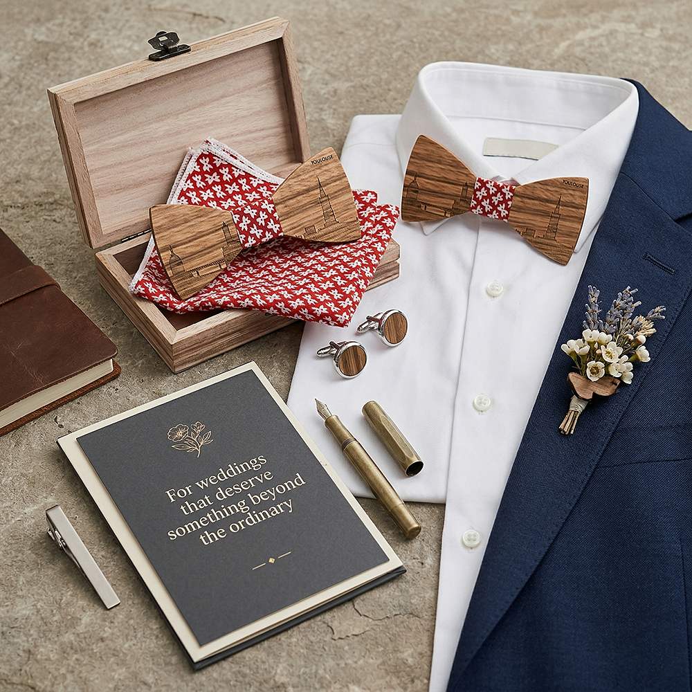 T258 T258  Grain Bow Tie Set, Zebrawood — view 10