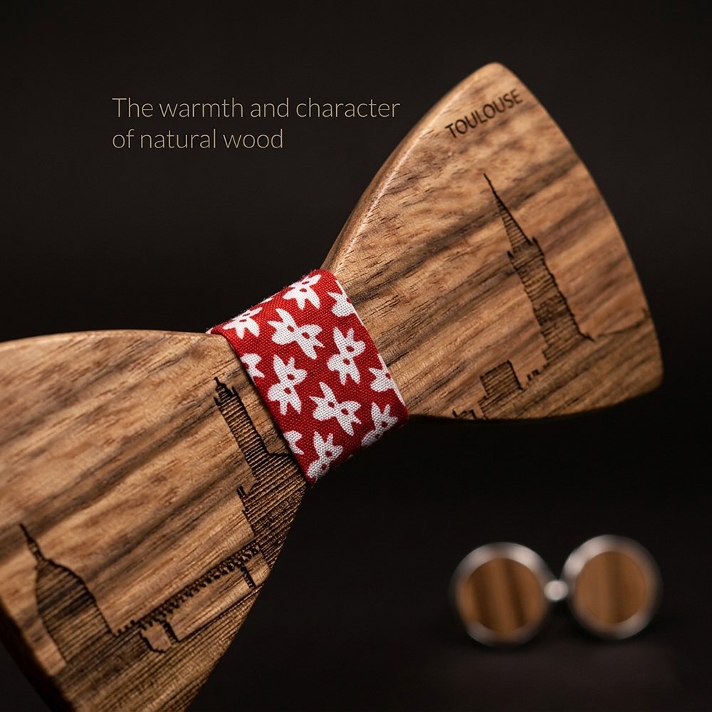 T258 T258  Grain Bow Tie Set, Zebrawood — view 4