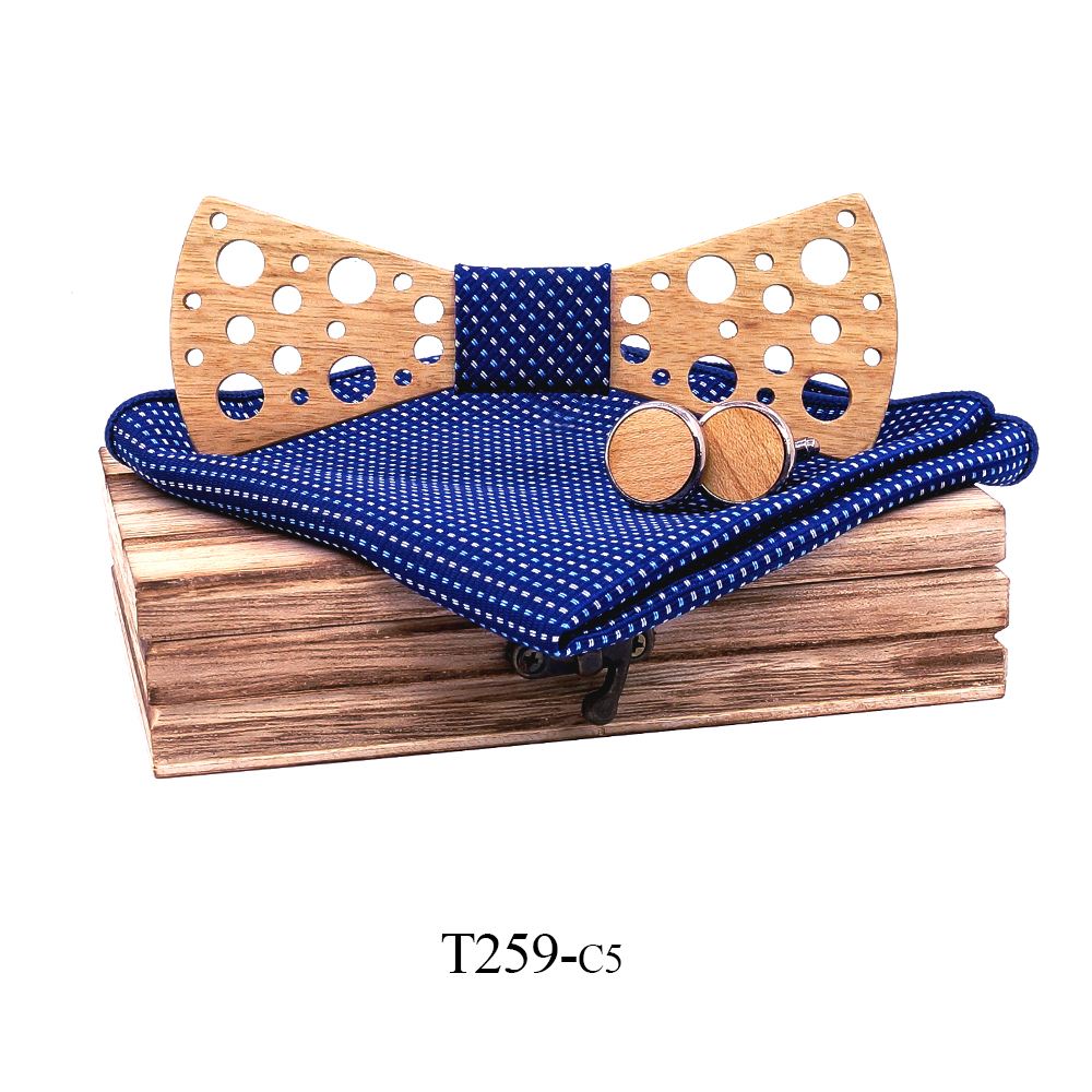 T259 T259  Sculpted Solid Bow Tie Set, Walnut — colour C5