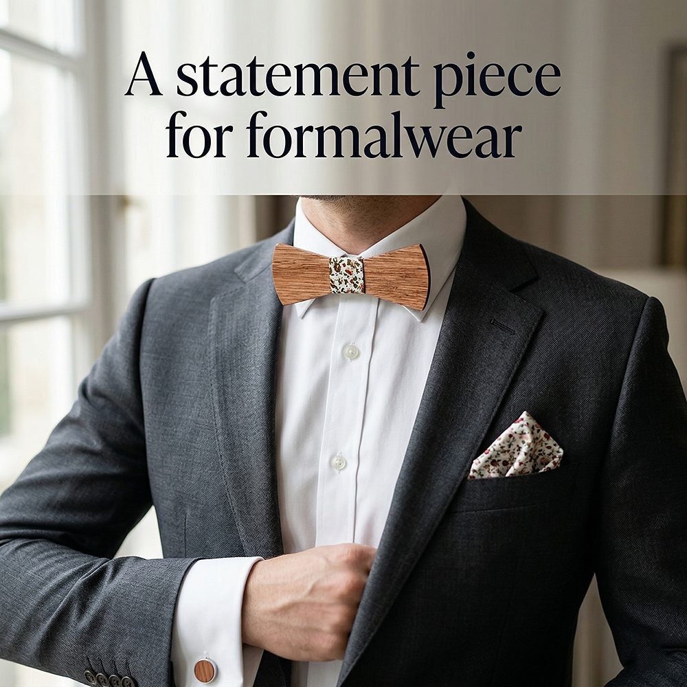 T260  Grain Bow Tie Set, Zebrawood