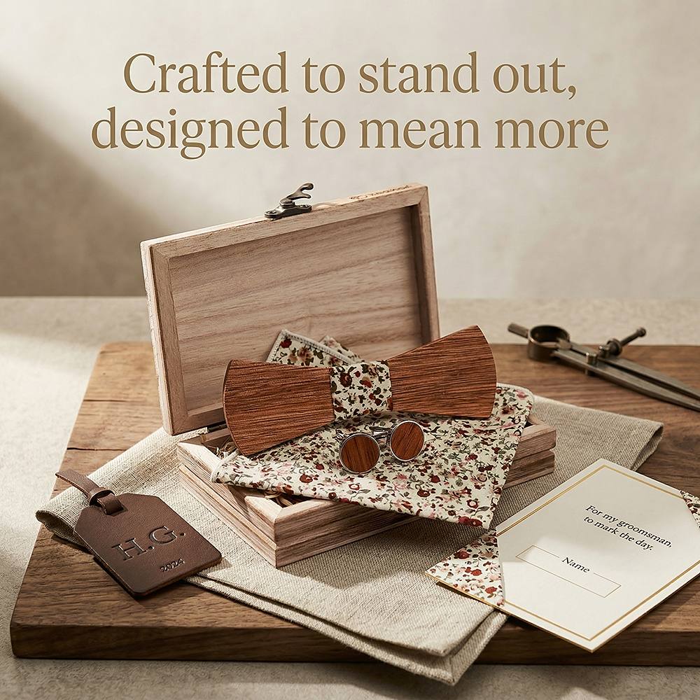 T260 T260  Grain Bow Tie Set, Zebrawood — view 6
