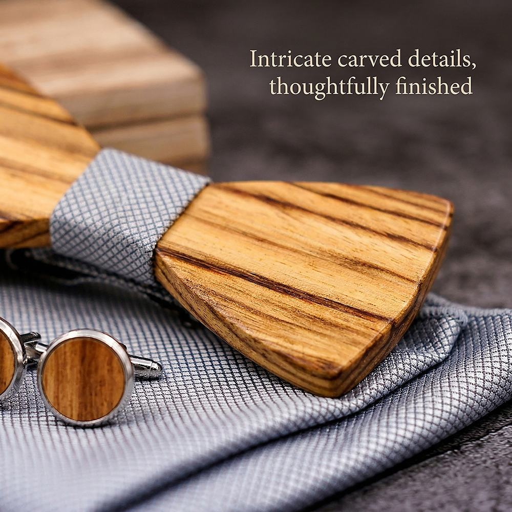 T261 T261  Grain Bow Tie Set, Zebrawood — view 2