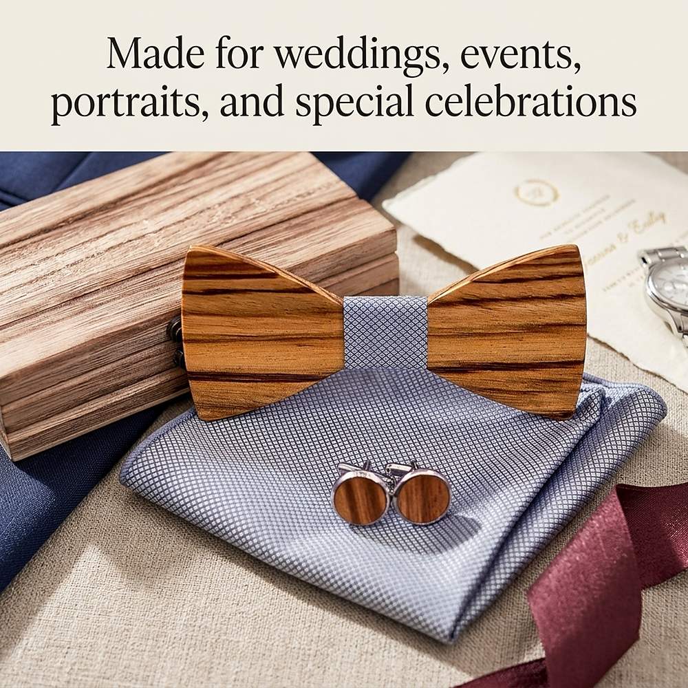 T261 T261  Grain Bow Tie Set, Zebrawood — view 3