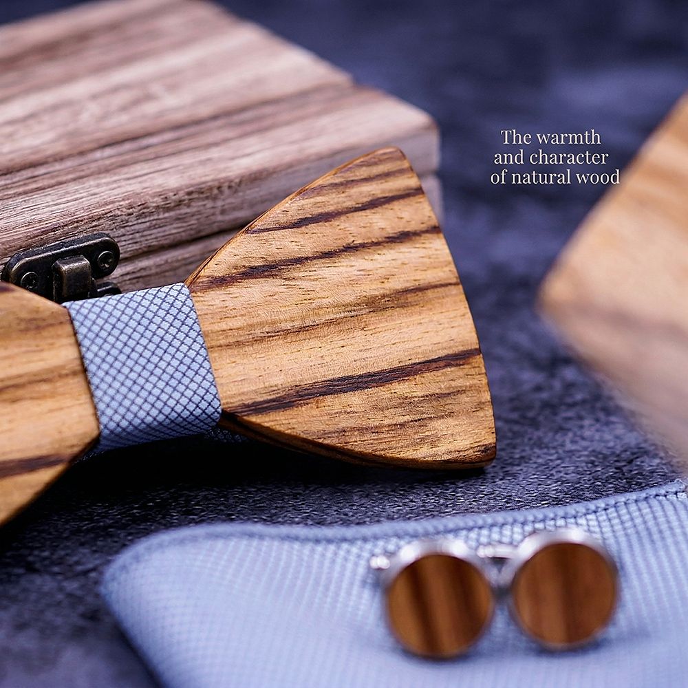 T261 T261  Grain Bow Tie Set, Zebrawood — view 4