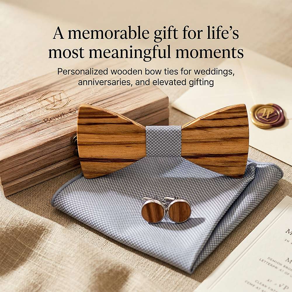 T261 T261  Grain Bow Tie Set, Zebrawood — view 5