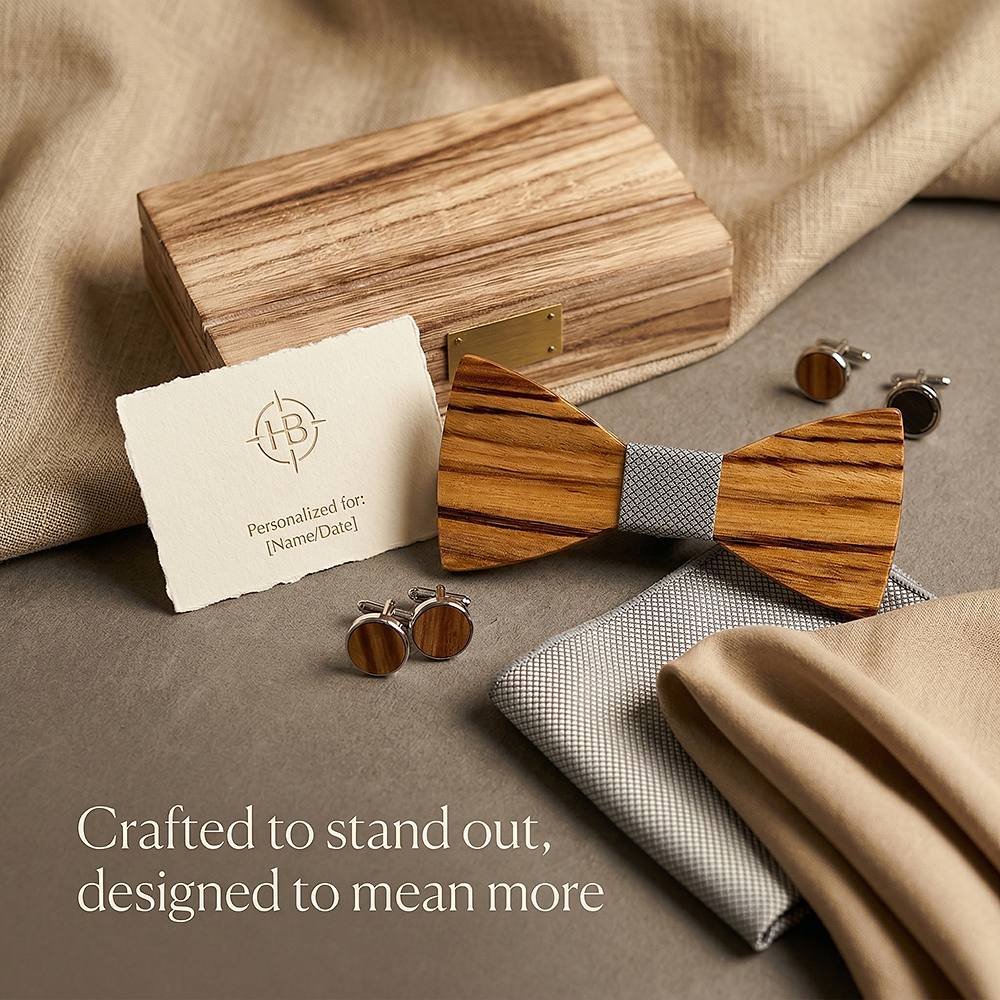 T261 T261  Grain Bow Tie Set, Zebrawood — view 6
