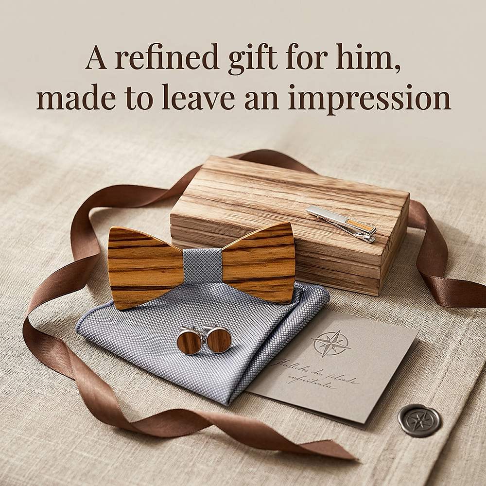 T261 T261  Grain Bow Tie Set, Zebrawood — view 8