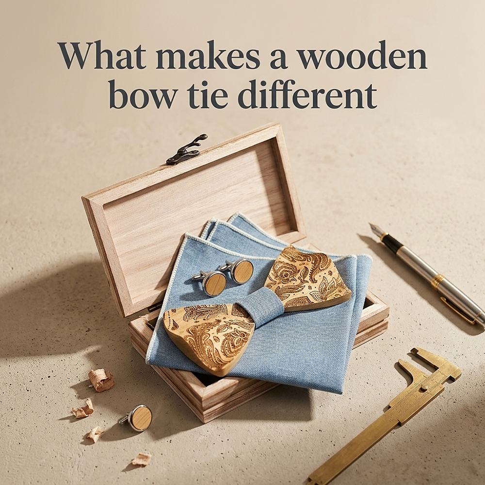 T262 T262  Paisley Engraving Bow Tie Set, Walnut — view 6