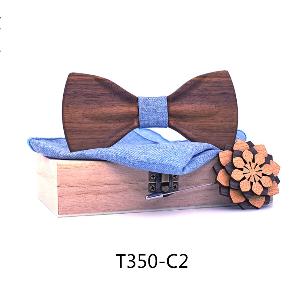 T350 T350  Solid Grain Bow Tie Set, Walnut — colour C2