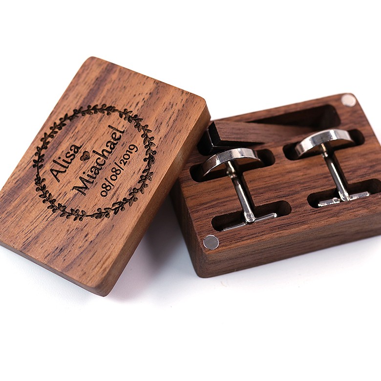 WGC-302  Cufflink Box, Engraved Lid
