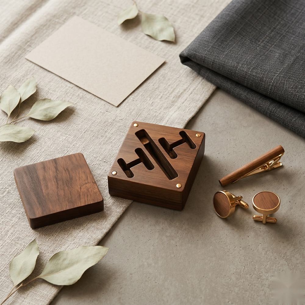 WGC-307 WGC-307  Cufflink and Tie Clip Box, Walnut — view 3