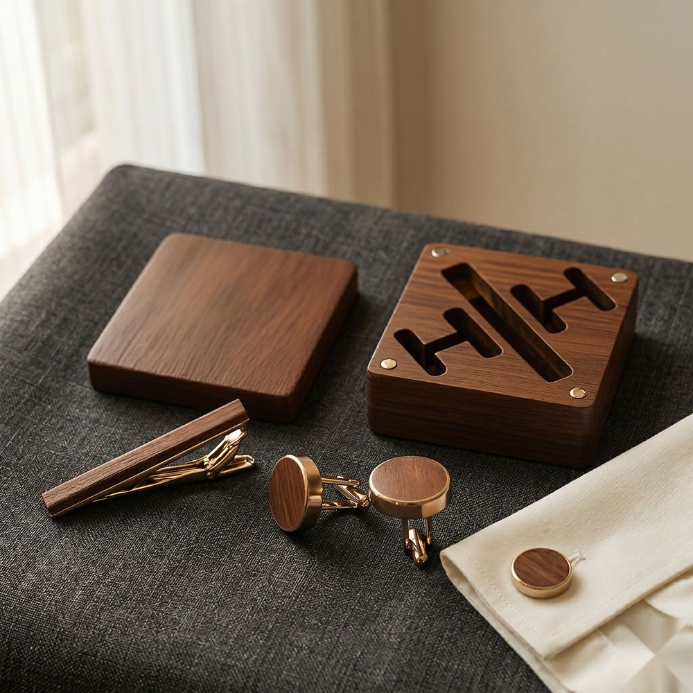 WGC-307 WGC-307  Cufflink and Tie Clip Box, Walnut — view 8